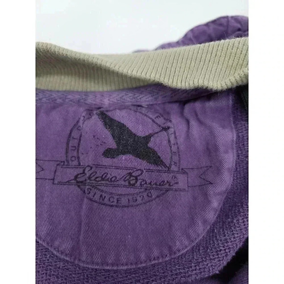 Vintage Eddie Bauer Hooded Sweatshirt Women's Size Med Purple & Grey 1/2 Zip Y2K - Picture 5 of 9
